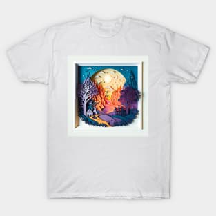 3D Effect Papercut Art - Fairytale Scene T-Shirt